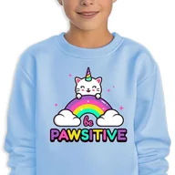 Bluzy dla dziewczynek - Bluza Dziecięca Niebieska Be Pawsitive Mix Różnych Wzorów -140 Cm (9-11) - miniaturka - grafika 1
