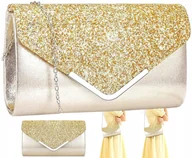 Torebki damskie - Złota Torebka Kopertówka Błyszcząca Wizytowa Mała - miniaturka - grafika 1