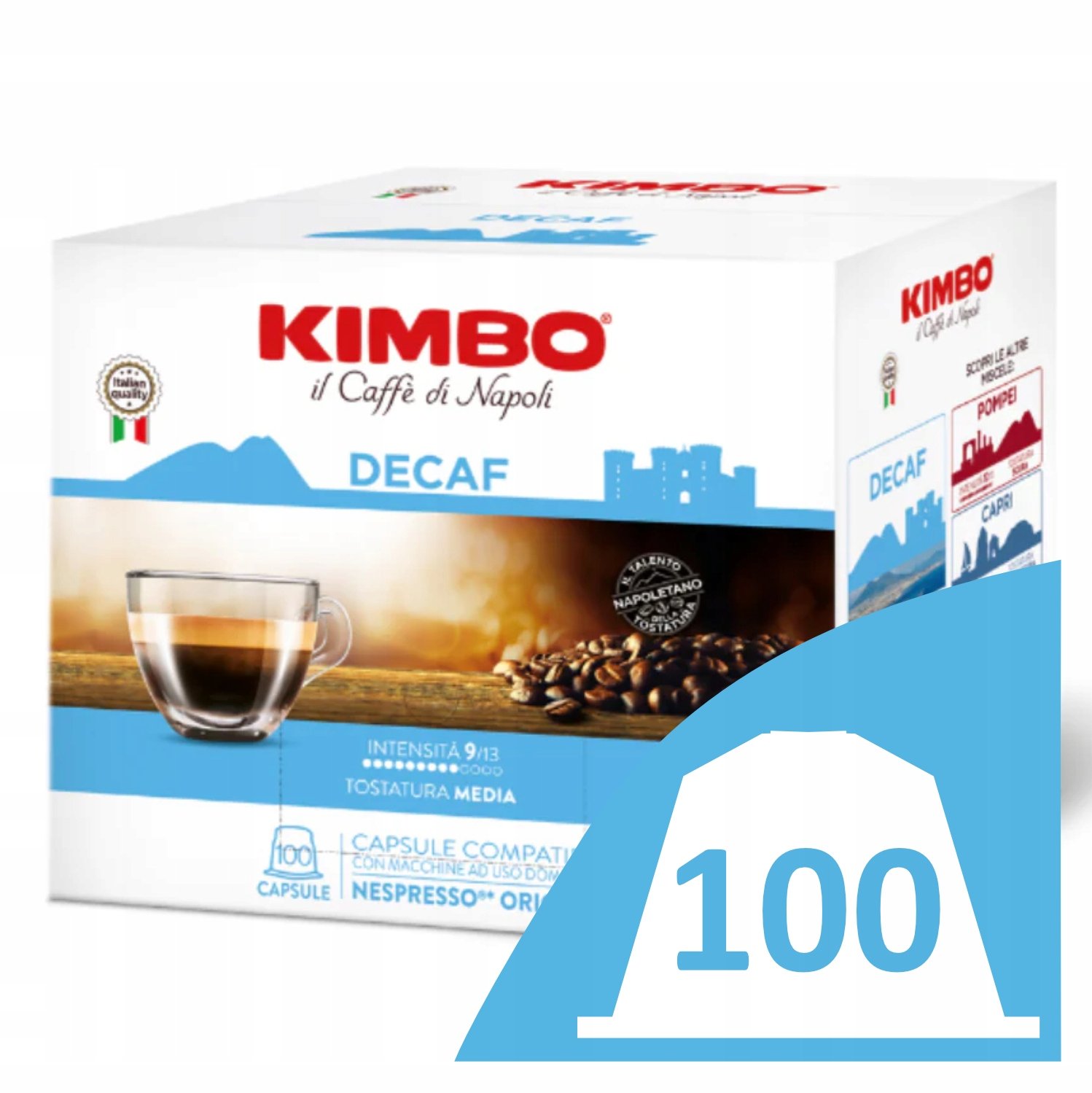 Kimbo Espresso Decaf 100 Sztuk Kapsułek do Nespresso Kawa Bezkofeinowa