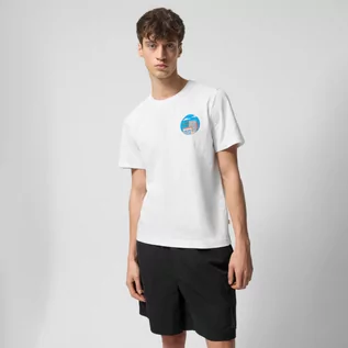 Koszulki sportowe męskie - Męski t-shirt z nadrukiem Outhorn OTHWSS24TTSHM1502 - złamana biel - grafika 1