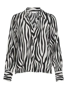 Vila Damska bluzka Vifini Button L/S Shirt-Noos z długim rękawem, Black/Aop: elino W. White Sand, 38 - Bluzki damskie - miniaturka - grafika 1