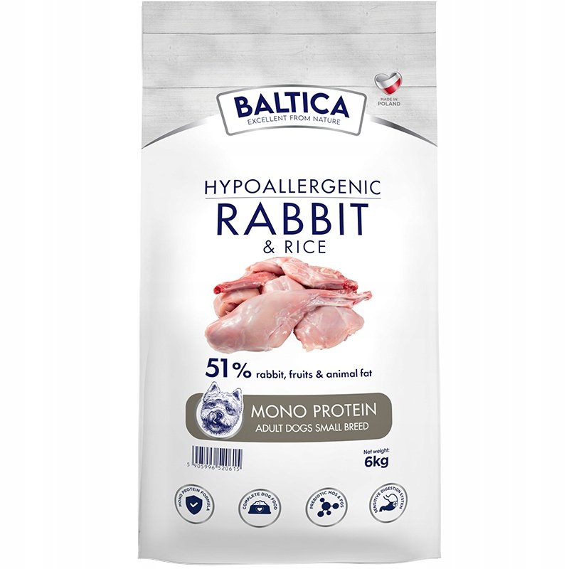 BALTICA dorosłe psy ras małych KRÓLIK RYŻ 6kg