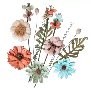 Kwiaty papierowe, Dusty Blush, 12 szt. Beż, Cegrany, Miętowy - Scrapbooking - miniaturka - grafika 1