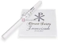 Pamiątka Chrztu Świętego - Zestaw do Chrztu z MEDALIKIEM i monogramem CHRYSTUSA - srebro - miniaturka - grafika 1