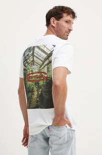 G-Star Raw t-shirt bawełniany męski kolor biały z nadrukiem D25093-C784 - Koszulki męskie - miniaturka - grafika 1