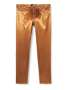 Love Moschino Skinny Pięć Kieszonkowe Dziurki z Logo Tab z tyłu Paska Jeansy Damskie, Rust Brown, 26 - Spodnie damskie - miniaturka - grafika 1