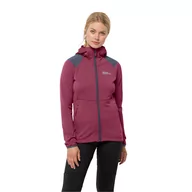 Bluzy damskie - Bluza polarowa damska Jack Wolfskin KOLBENBERG HOODED FZ W sangria red - M - miniaturka - grafika 1