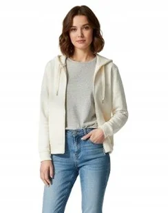 GUESS KREMOWA BLUZA Z BAWEŁNY Z KAPTUREM I KIESZENIAMI M GMB - Bluzy damskie - miniaturka - grafika 1