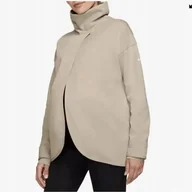 Bluzy damskie - NIKE BLUZA DAMSKA SPORTOWA CIĄŻOWA DŁUGA STÓJKA BEŻOWA DŁUGI RĘKAW - miniaturka - grafika 1