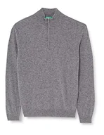 Koszulki męskie - United Colors of Benetton Koszulka męska M/L 1002u7057 sweter, szary 507, L - miniaturka - grafika 1