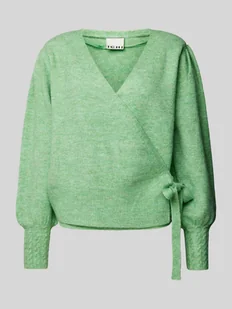 Sweter z dzianiny z wiązanym detalem model ‘HOLENE’ - Swetry damskie - miniaturka - grafika 1