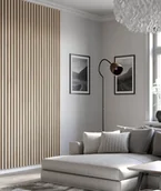 Panele ścienne i boazeria - 275x51x5,9 cm LD (9 lameli dąb bielony) panel akustyczny na płycie MDF - dekoracja ścienna 3D - miniaturka - grafika 1