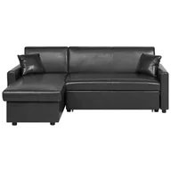 Narożniki - Beliani Sofa narożna rozkłada ze schowkiem prawostronna czarna OGNA - miniaturka - grafika 1