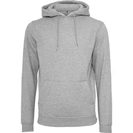 Bluzy męskie - Build Your Brand Męska bluza z kapturem Heavy Hoody dla mężczyzn, jednokolorowa z kieszenią typu kangur i ściągaczami, rozmiar od XS do 5XL, dostępna w wielu kolorach, szary (Heather Grey), XXL - miniaturka - grafika 1