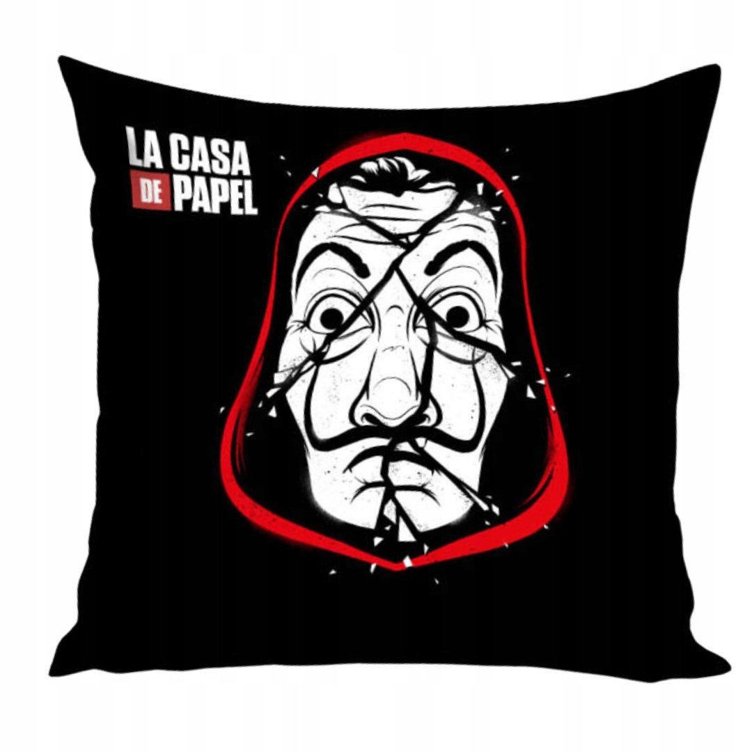 Poduszka La Casa de Papel Licencyjna Czarna z Maską Serialowa Ozdoba