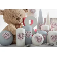 Świece - Świeca Flower Heart kula śr. 8 cm jasny szary mat - miniaturka - grafika 1