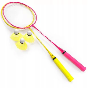 MarkArtur Meteor zestaw do badmintona stalowy żółto-różowy - Badminton - miniaturka - grafika 1