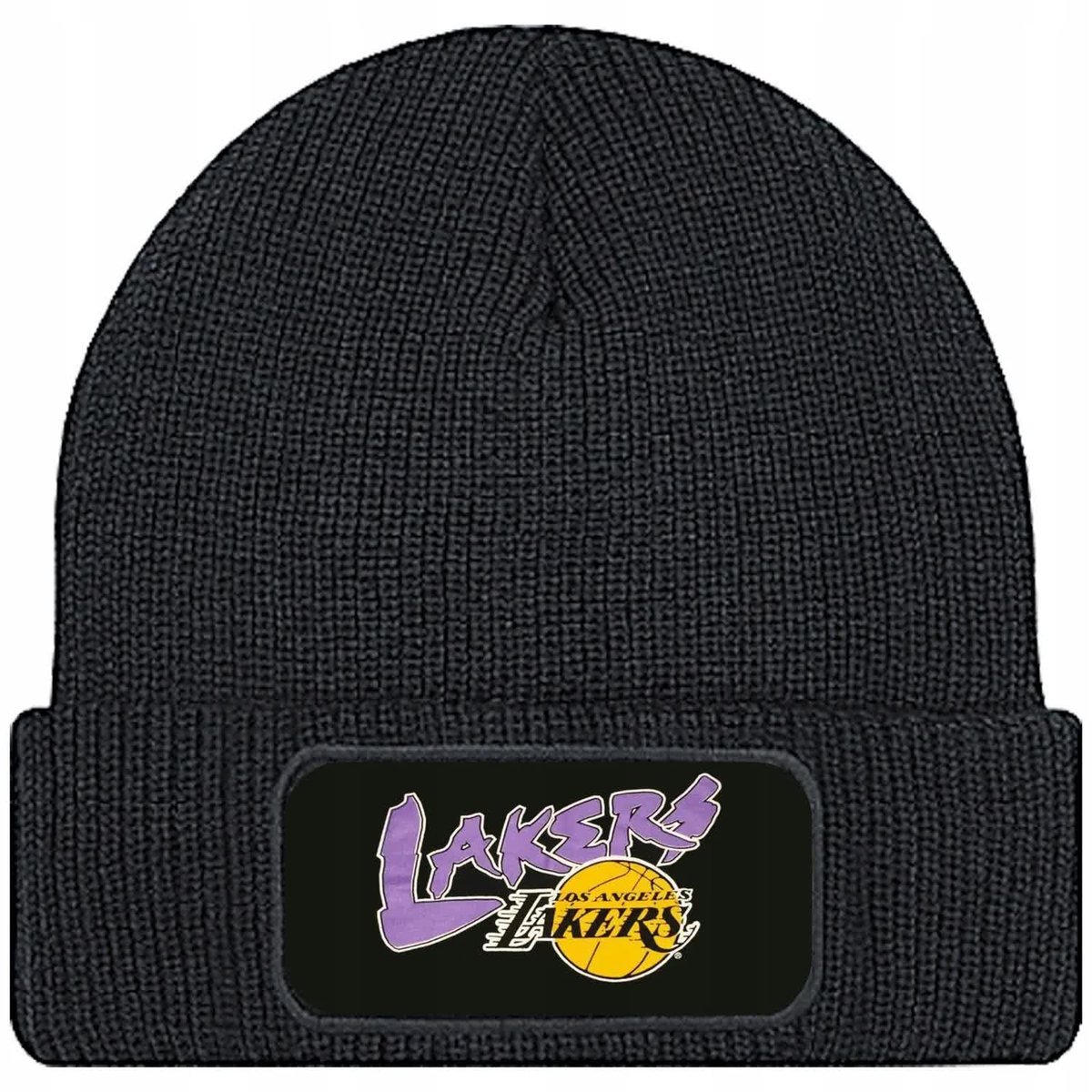 Czapka Jesienna Bawełniana ZIMOWA Czarna Beanie Lakers Los Angeles Wzory