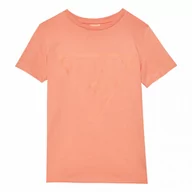 Koszulki sportowe damskie - Damski t-shirt z nadrukiem Guess Adele SS CN Tee - koral - GUESS - miniaturka - grafika 1