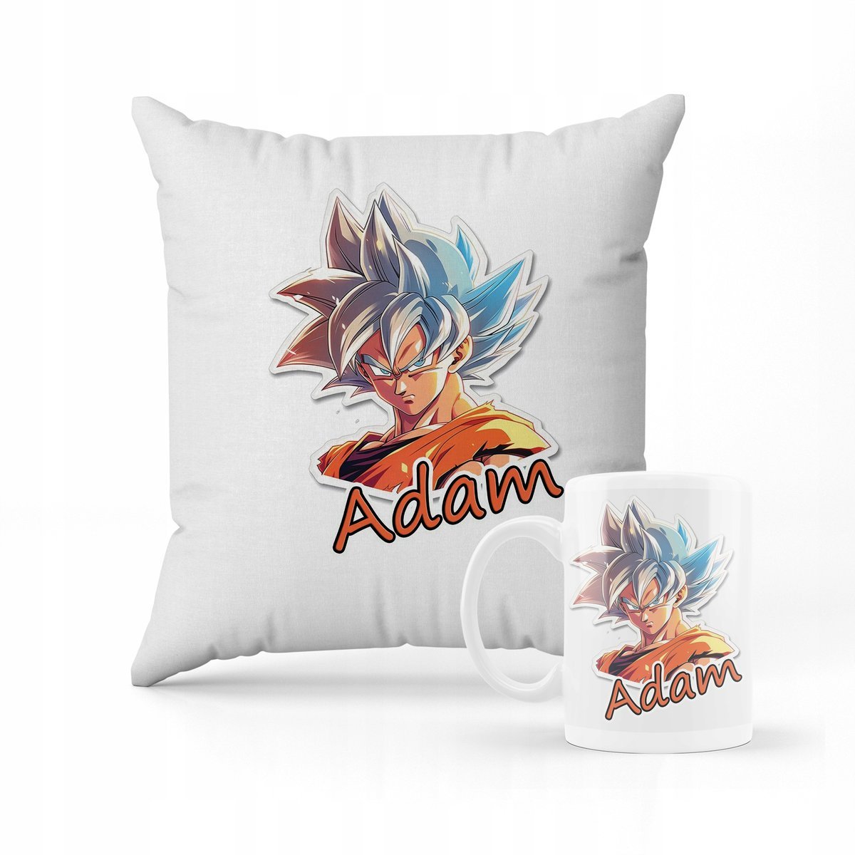 ZESTAW PODUSZKA + KUBEK Prezent Anime Goku + IMIĘ