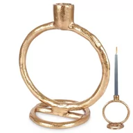 Świeczniki - Home Styling Collection Świecznik Na Długą Świeczkę Aluminiowy Złoty 19 Cm - miniaturka - grafika 1