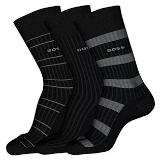 Skarpetki męskie - BOSS Męskie skarpety 3P RS Fine Rib CC Regular Socks, czarne, 39-42, czarny, 42 EU - grafika 1