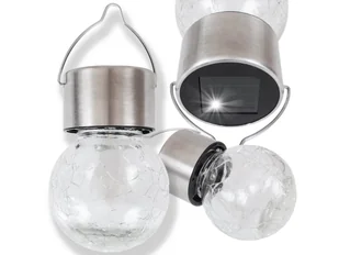 Lampka Solarna Ogrodowa Led Latarenka Wisząca Szklana Kula Żarówka Czujnik - Lampy ogrodowe - miniaturka - grafika 1