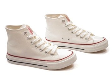 trampki damskie tekstylne Wysokie sznurowane Białe tenisówki Big Star