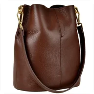 Plecaki worki - VEZZE Torebka ze skóry naturalnej worek brąz - miniaturka - grafika 1