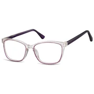 Okulary korekcyjne, oprawki, szkła - Damskie kocie oprawki korekcyjne okulary zerówki TR-99C bezbarwny/fioletowy - miniaturka - grafika 1