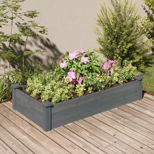 vidaXL Podwyższona rabata z wyściółką, szara, 120x60x25 cm, jodła - Pozostałe narzędzia ogrodowe - miniaturka - grafika 1