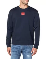 Bluzy męskie - HUGO Męska bluza Diragol212 z bawełny Terry z czerwoną etykietą z logo, Dark Blue405, XL - miniaturka - grafika 1