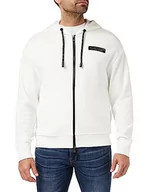 Bluzy męskie - Armani Exchange Męska bluza z kapturem z limitowaną edycją We Beat As One Capsule French Terry Full Zip Hoodie, biały, S - miniaturka - grafika 1