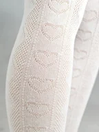 Rajstopy - Rajstopy bawełniane białe z żakardowym wzorem serca 68-74 cm - miniaturka - grafika 1