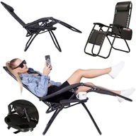 Leżaki ogrodowe - Leżak ogrodowy grawitacyjny beżowo-brązowy zestaw 2 szt - miniaturka - grafika 1