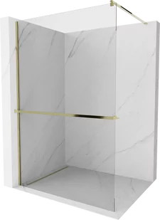 Mexen Kioto+ ścianka prysznicowa z półką i relingiem 105 x 200 cm, transparent 8 mm, złota - 800-105-121-50-00 - Ścianki i drzwi prysznicowe - miniaturka - grafika 1