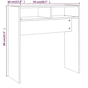 Lumarko Stolik konsolowy, brązowy dąb, 78x30x80 cm - Konsole i sekretarzyki - miniaturka - grafika 8