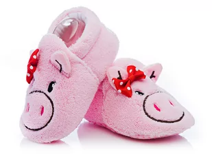 Kapcie dla małej dziewczynki różowe świnki 0-6 m. - Kapcie damskie - miniaturka - grafika 1