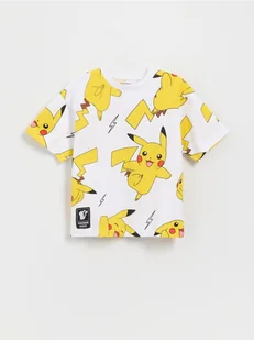 Reserved - Bawełniany t-shirt Pokemon - złamana biel - Koszulki dla chłopców - miniaturka - grafika 1