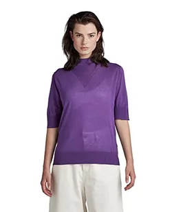 G-STAR RAW Damski sweter z dzianiny Core Mock Neck Ss, Purpur (Dk Violet D166-5616), XL - Swetry damskie - miniaturka - grafika 1