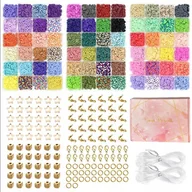 Prace ręczne dla dzieci - KORALIKI DO ROBIENIA BRANSOLETEK BIŻUTERII PŁASKIE XXL PREZENT OPAKOWANIE - miniaturka - grafika 1