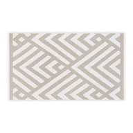 Dywaniki łazienkowe - Beżowo-biały bawełniany dywanik łazienkowy Foutastic Geometric, 100x180 cm - miniaturka - grafika 1