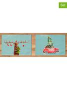 Obrusy i serwetki - Tierra Bella Podkładki stołowe (2 szt.) "Reindeer" w kolorze zielonym - 45 x 30 cm - miniaturka - grafika 1