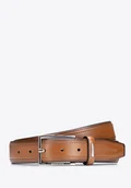 Paski - Elegancki pasek męski ze skóry naturalnej jasny brąz - miniaturka - grafika 1