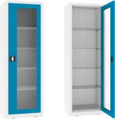 Meble i wyposażenie gabinetów medycznych - NSML.101.9010.5012 szafa lekarska 1-skrzydłowa 1-komorowa biało-niebieska - miniaturka - grafika 1