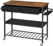 Wózki kuchenne - Loftowy wózek kuchenny, mobilna wyspa rustykalny brąz - Leden - miniaturka - grafika 1