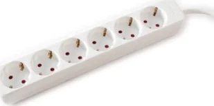 Kabel zasilający Value VALUE Gniazdo 6-drożne bez przełącznika, białe, 3 m - Kable - miniaturka - grafika 1