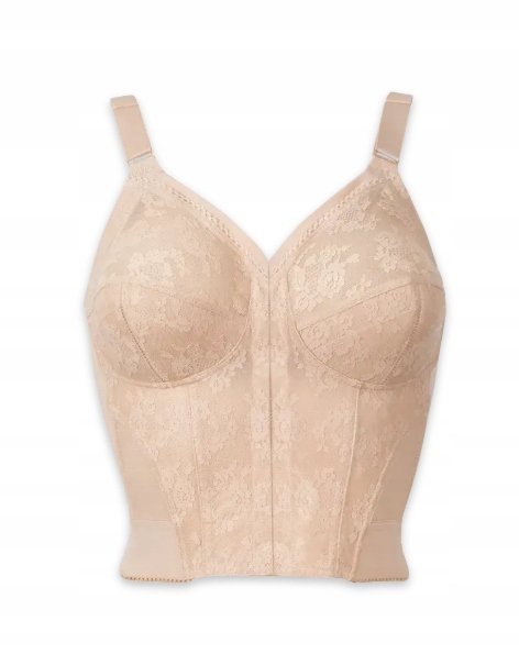 TRIUMPH BIUSTONOSZ BEŻOWY DAMSKI Z GORSETEM I KORONKĄ 90B J5D