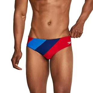 Speedo Męski kostium kąpielowy Slipy PowerFlex Eco Solar, Blok czerwony/biały/niebieski - Stroje kąpielowe - miniaturka - grafika 1