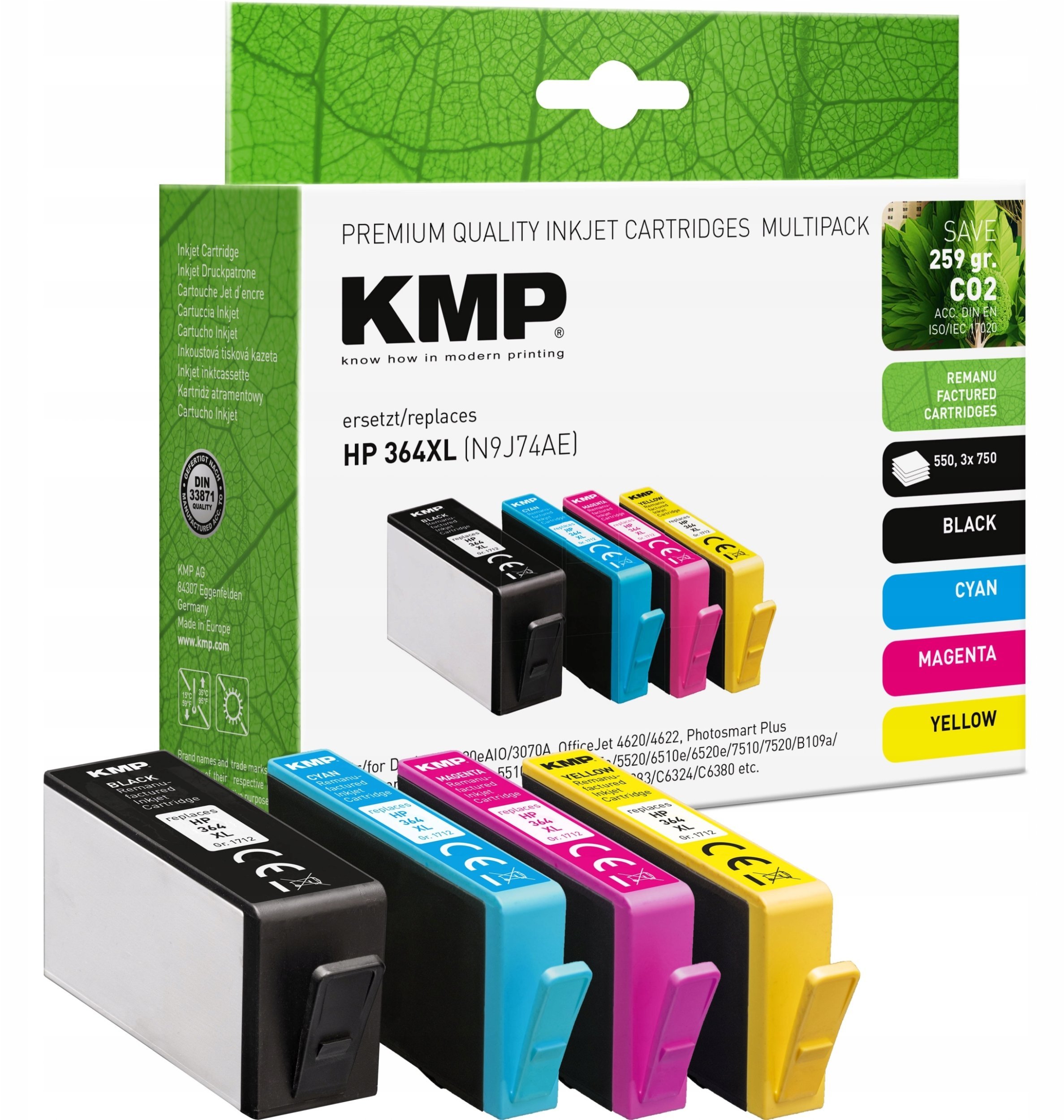 Tusz HP KMP kartridż Nr.364XL N9J74AE bk,c,m,y remanufactured 1712,4005